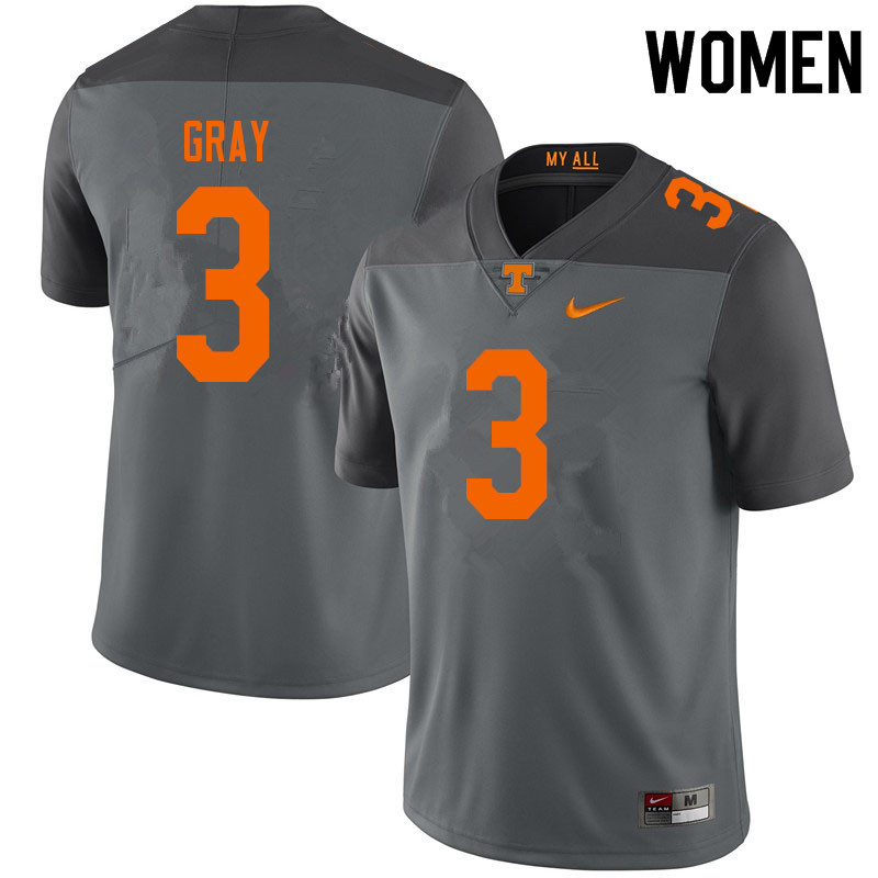 Women #3 Eric Gray Tennessee Volunteers College Football Jerseys Sale-Gray